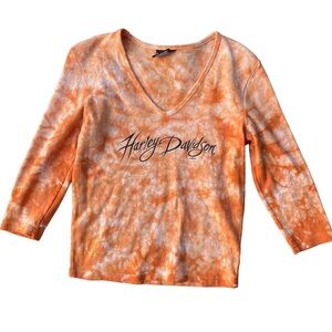 Harley Davidson Vintage 90’s Orange Tie Die Texas Cotton Women’s Large Shirt